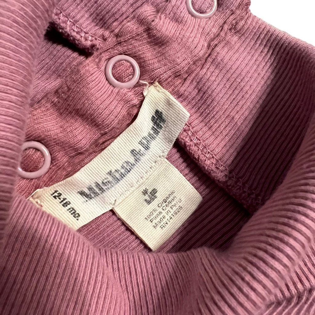 Misha & Puff 12-18m Mauve Organic Ribbed Pima Cotton Turtleneck Shirt — image 4 of 4